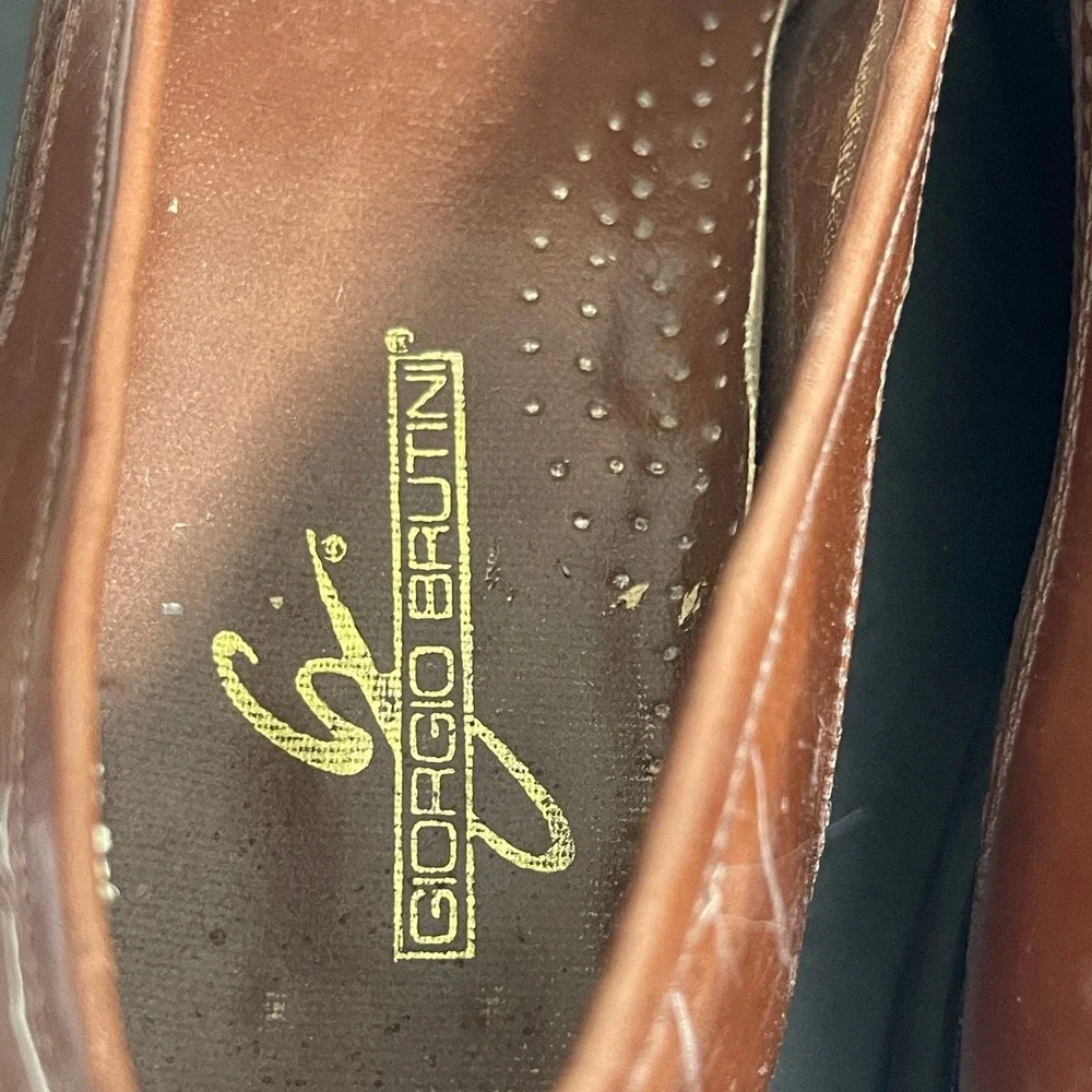 Giorgio Brutini Loafers Men 11 Brown Leather Kiltie Tassel‎ Slip-On Dress Shoes